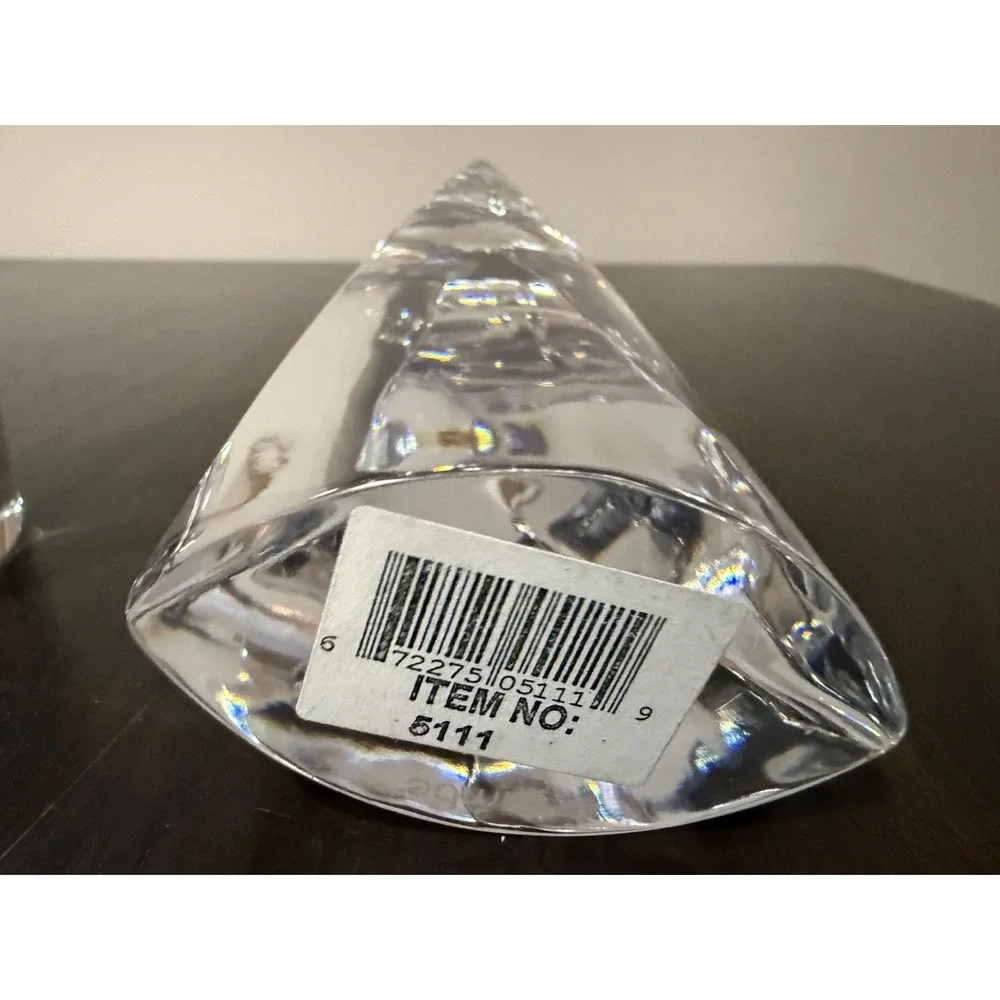 Nambe Crystal #5111 Taper Candle Holders Set of 2 Modern Sculptural Design